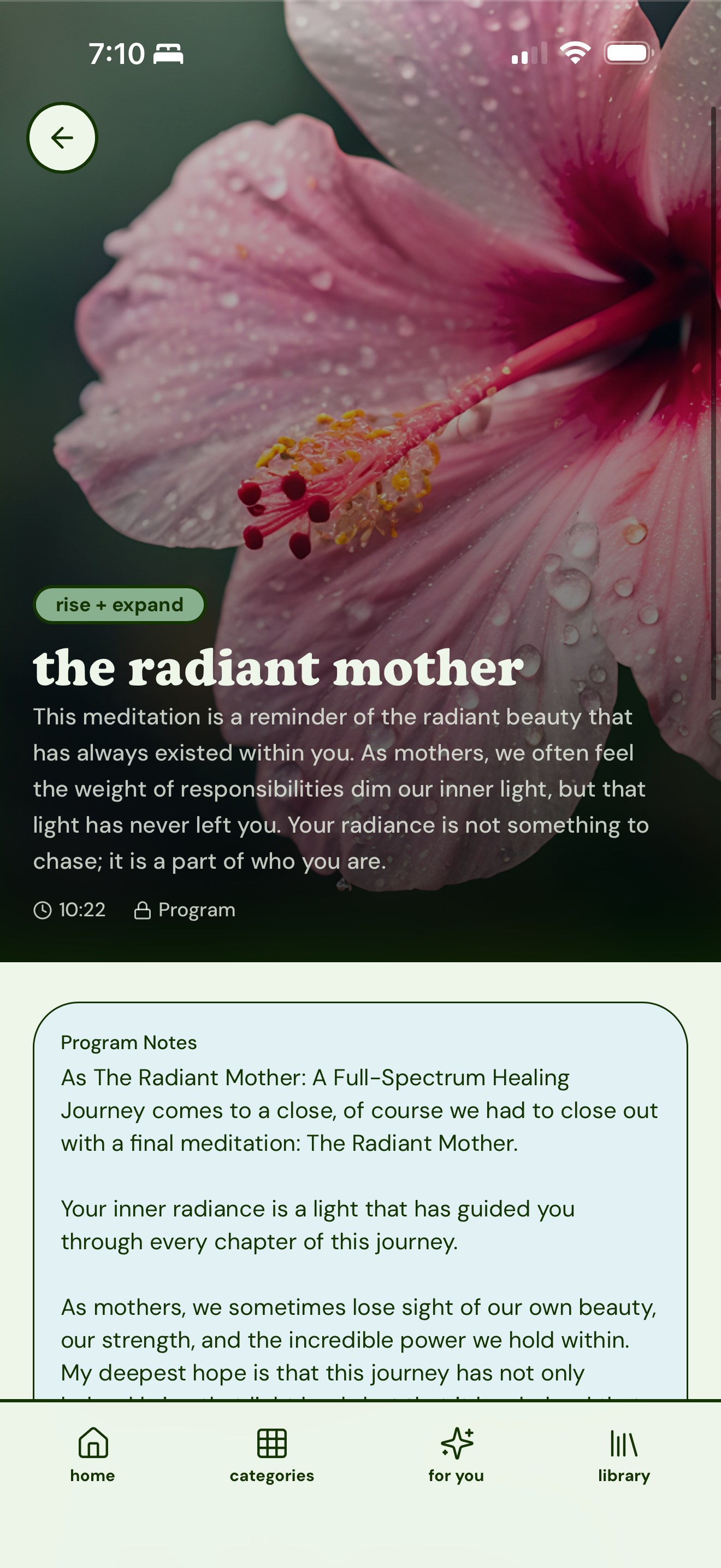 The Radiant Mother meditation in app