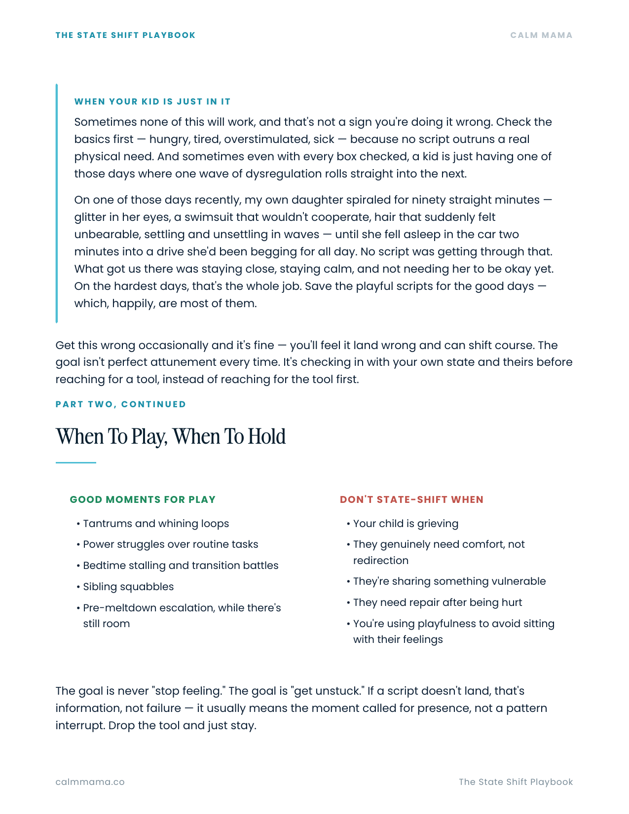 Inside page: When to Play, When to Hold